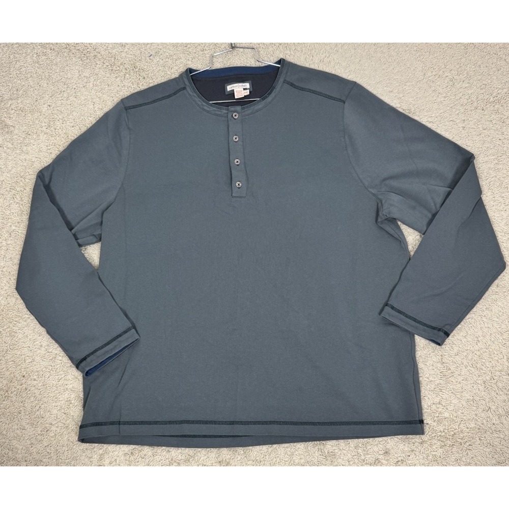 Carbon 2 Cobalt Gray Henley Heavyweight Long Sleeve Henley Shirt Men's XXL Work - Picture 2 of 9